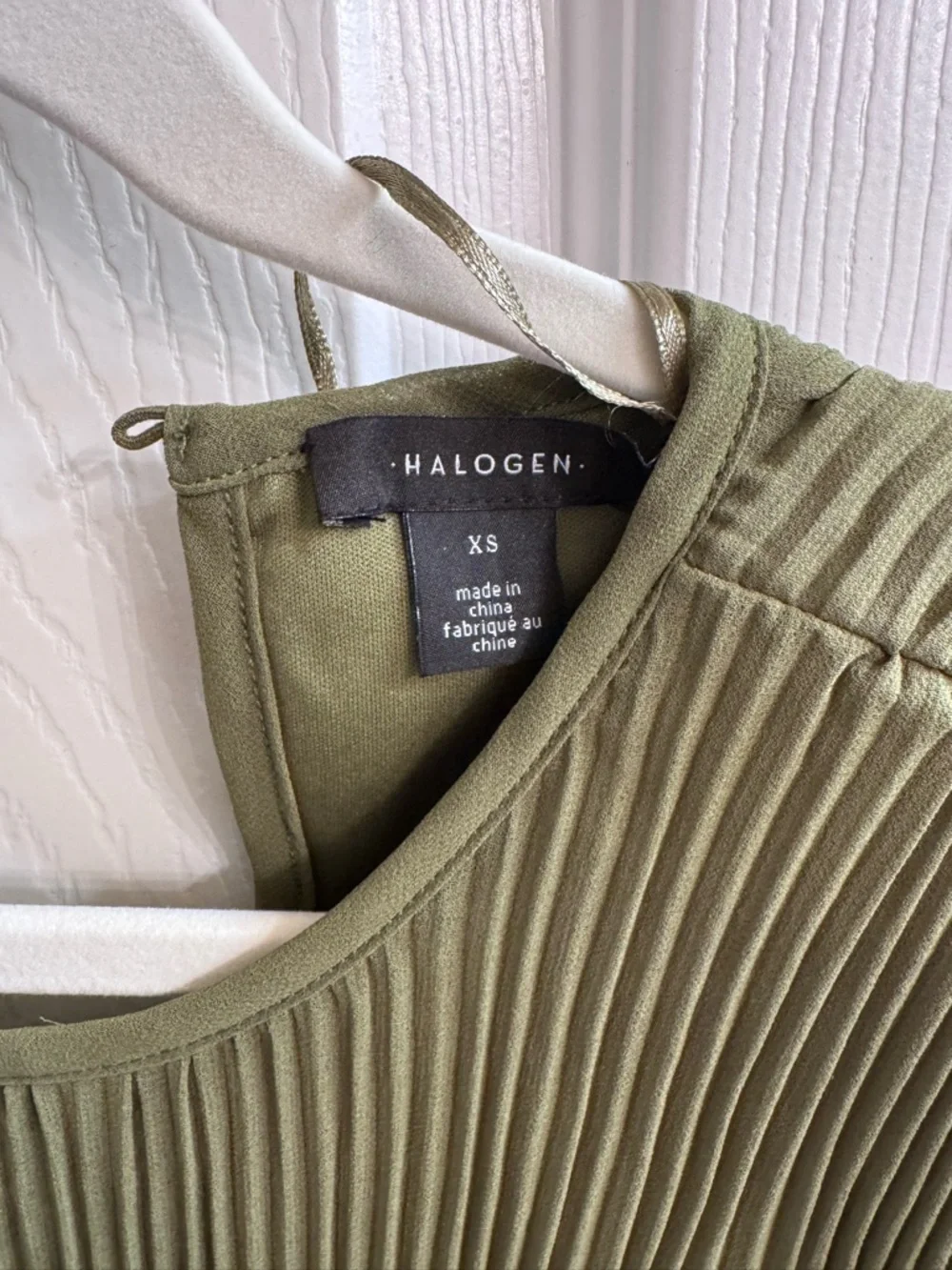 Halogen Olive Green Pleated Long-Sleeve Dress - Picture 4 of 6